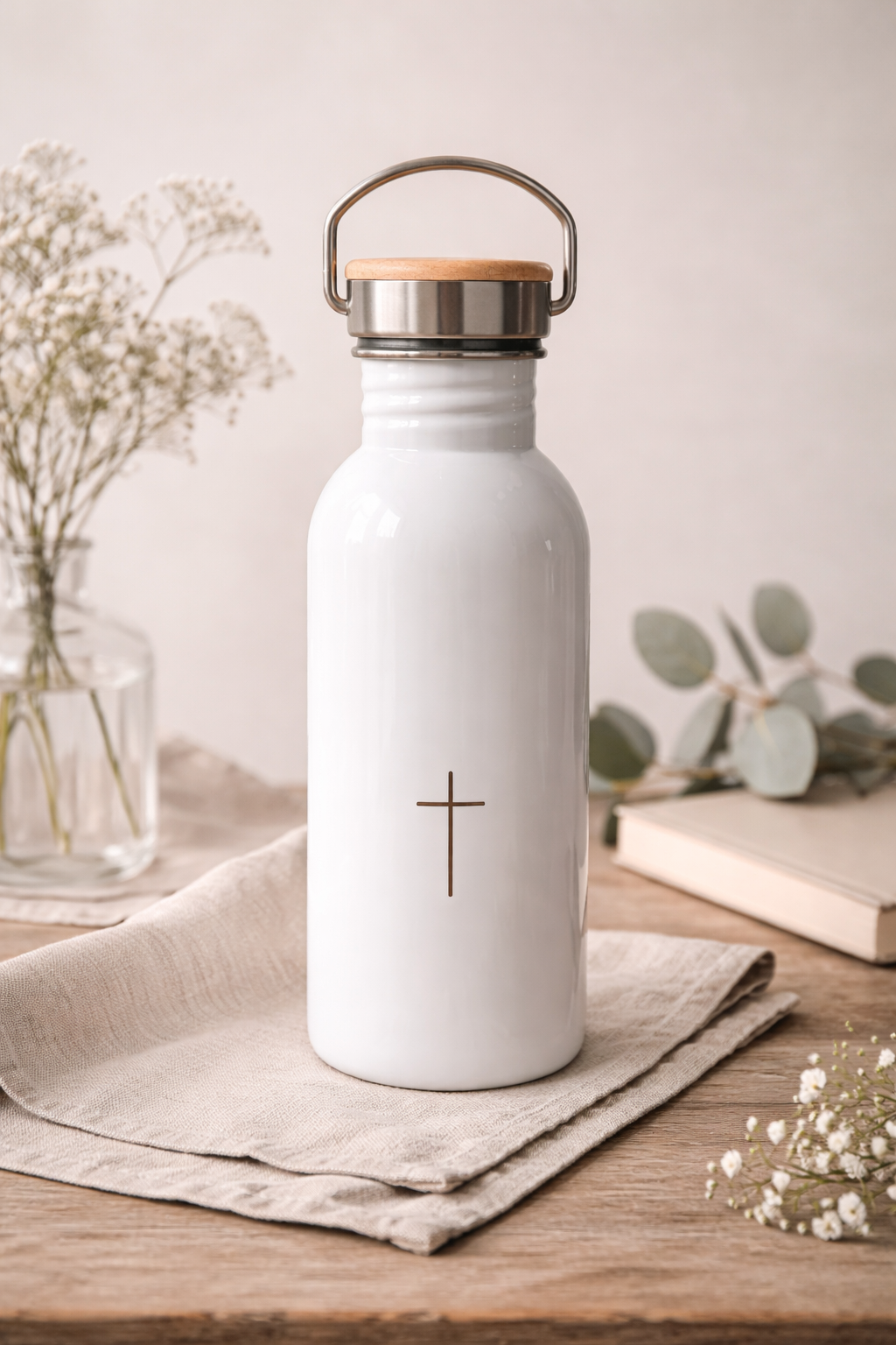 Edelstahl Trinkflasche  (OneSize) Kreuz  - Edelstahl Trinkflasche